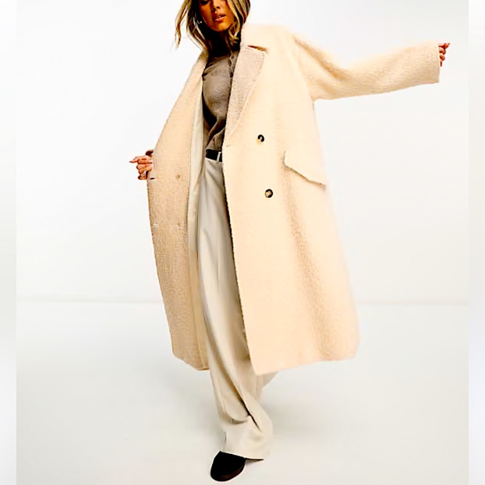 NWOT ASOS Design Camel Oversized Long Brushed  Coat Size 8